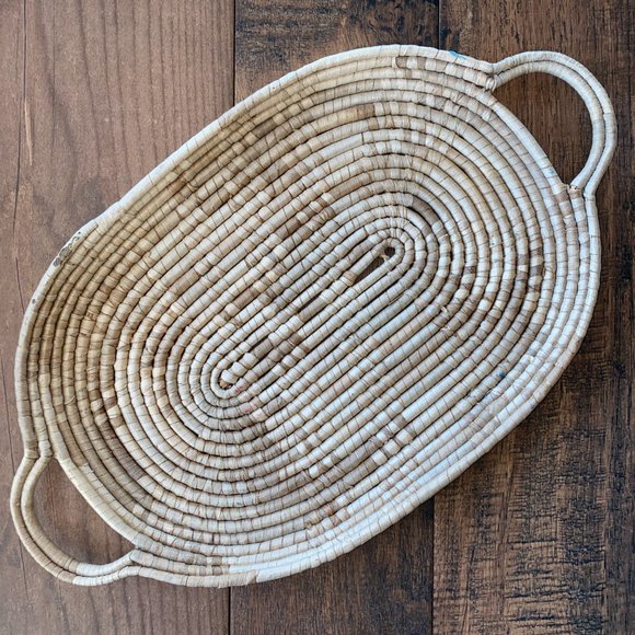 Creative Co-Op Other - Vintage Oval Natural Coil Basket Tray with Side Handles